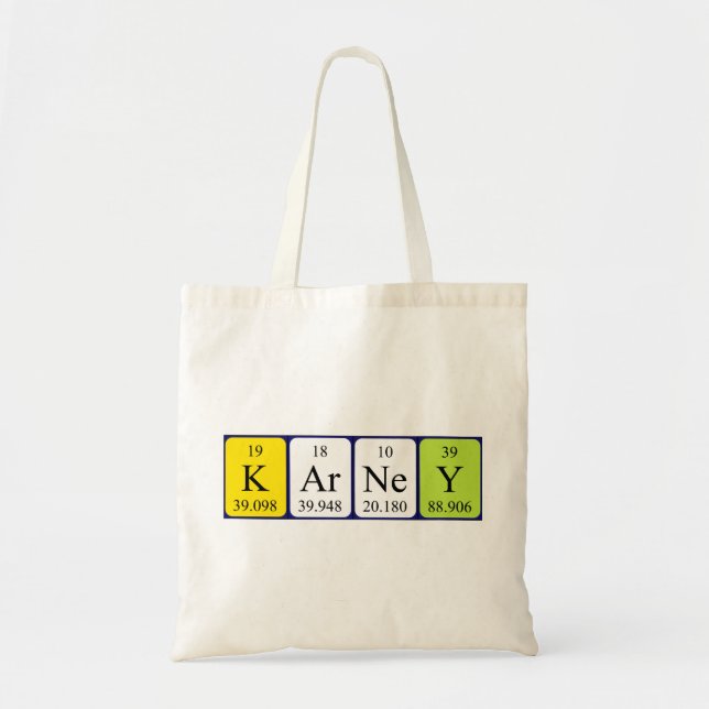 Karney periodic table name tote bag (Front)