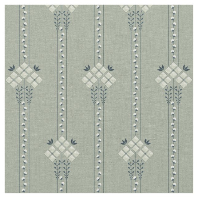 Karo flowers and curls pattern fabric (Close Up)