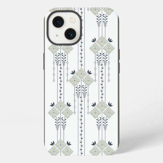 Karo flowers and curls pattern iPhone case (Back)