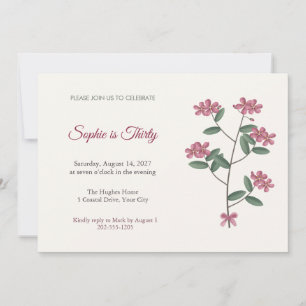 Karo Wine Flower 30th Birthday Invitation
