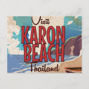 Karon Beach thailand vintage travel poster Postcard