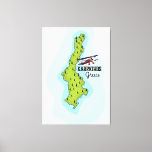 Karpathos Greek Map Illustrated travel poster Canvas Print