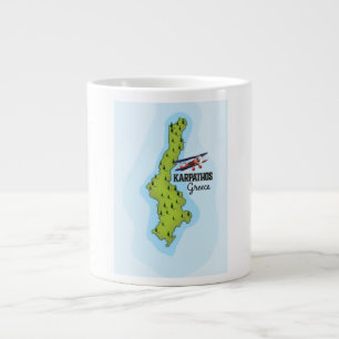 Karpathos Greek Map Illustrated travel poster Large Coffee Mug