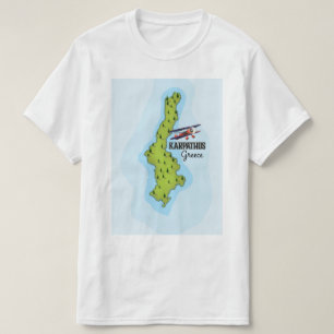 Karpathos Greek Map Illustrated travel poster T-Shirt