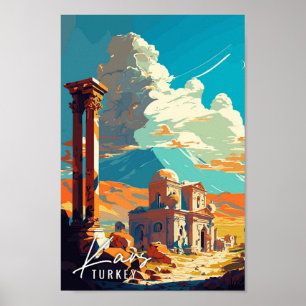 Kars Turkey vintage travel illustration Poster