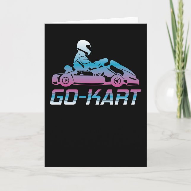 Kart Go-kart Karting Kart Racing Driver Retro Gift Card (Front)