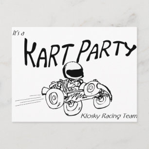 Kart Party Black Logo Invitation Postcard