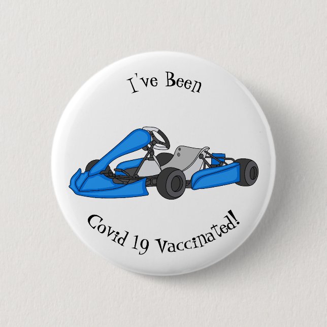 Kart racing cartoon illustration 6 cm round badge (Front)