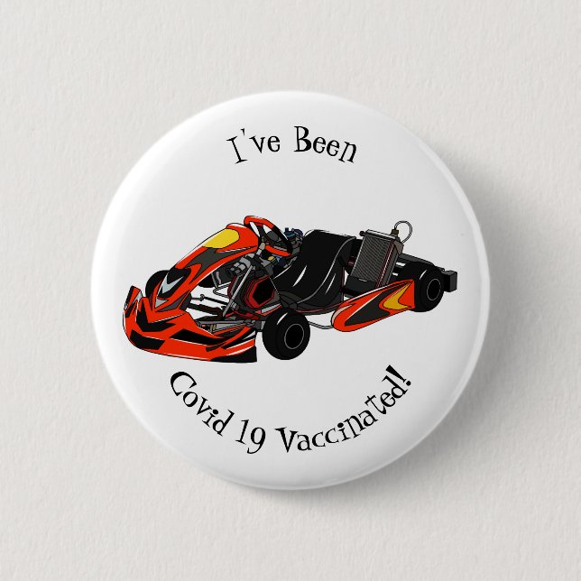 Kart racing cartoon illustration 6 cm round badge (Front)