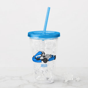 Kart racing cartoon illustration acrylic tumbler