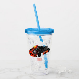 Kart racing cartoon illustration acrylic tumbler