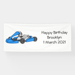 Kart racing cartoon illustration banner
