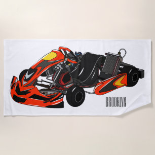Kart racing cartoon illustration beach towel