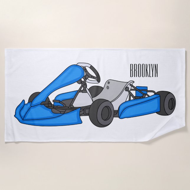Kart racing cartoon illustration beach towel (Front)