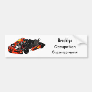 Kart racing cartoon illustration bumper sticker