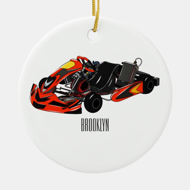 Kart racing cartoon illustration ceramic tree decoration (Front)