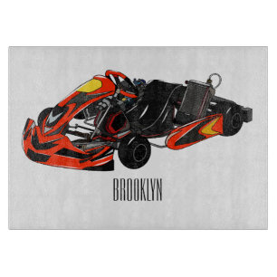 Kart racing cartoon illustration cutting board
