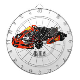 Kart racing cartoon illustration dartboard