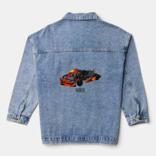 Kart racing cartoon illustration denim jacket
