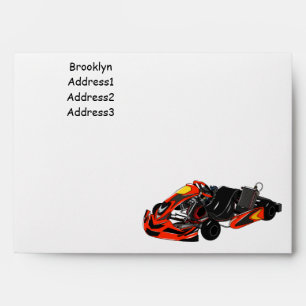 Kart racing cartoon illustration envelope