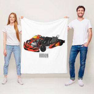 Kart racing cartoon illustration fleece blanket