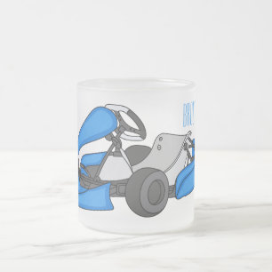 Kart racing cartoon illustration frosted glass coffee mug