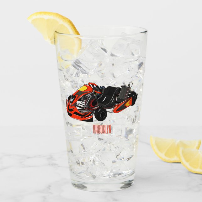 Kart racing cartoon illustration glass (Front Ice)