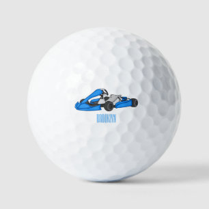 Kart racing cartoon illustration golf balls