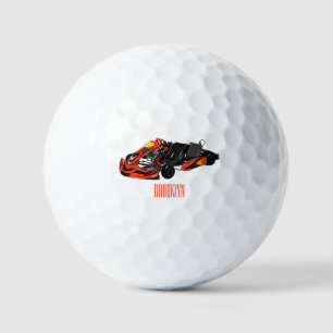Kart racing cartoon illustration golf balls