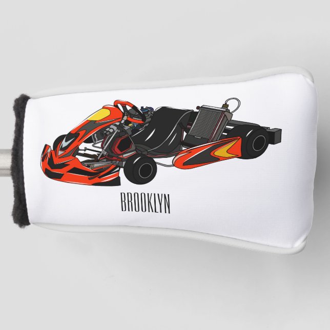 Kart racing cartoon illustration golf head cover (Front)