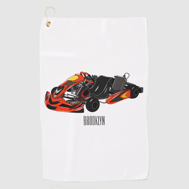 Kart racing cartoon illustration golf towel (Front)