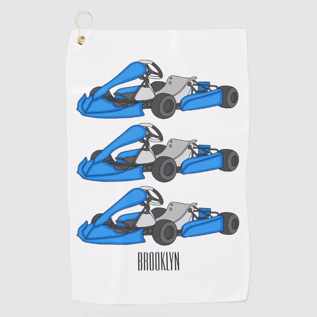 Kart racing cartoon illustration  golf towel (Front)