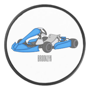 Kart racing cartoon illustration  hockey puck