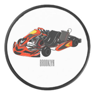 Kart racing cartoon illustration hockey puck