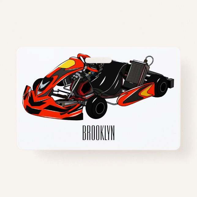 Kart racing cartoon illustration ID badge (Front)