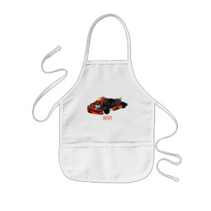 Kart racing cartoon illustration kids apron