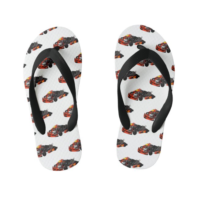 Kart racing cartoon illustration kid's flip flops (Footbed)