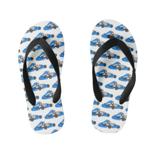 Kart racing cartoon illustration kid's flip flops
