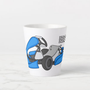 Kart racing cartoon illustration latte mug
