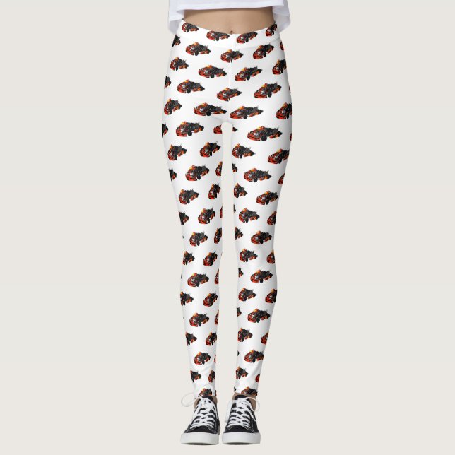 Kart racing cartoon illustration leggings (Front)
