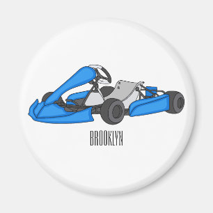 Kart racing cartoon illustration magnet