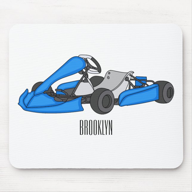 Kart racing cartoon illustration mouse mat (Front)