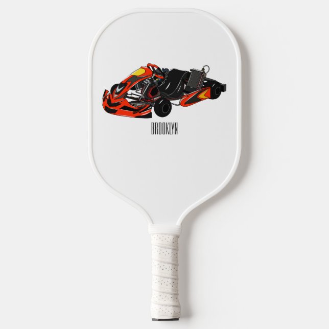 Kart racing cartoon illustration pickleball paddle (Front)