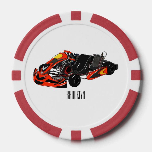 Kart racing cartoon illustration poker chips (Front)