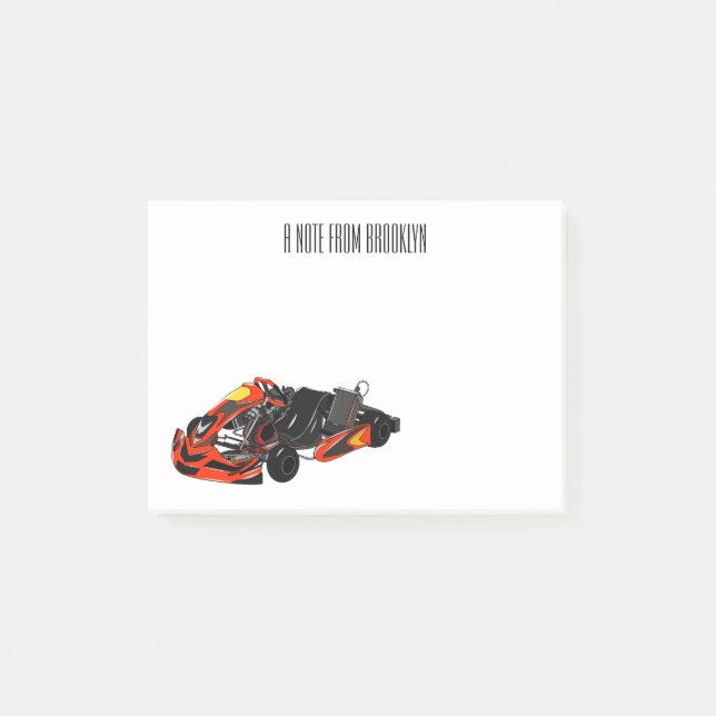 Kart racing cartoon illustration post-it notes (Front)