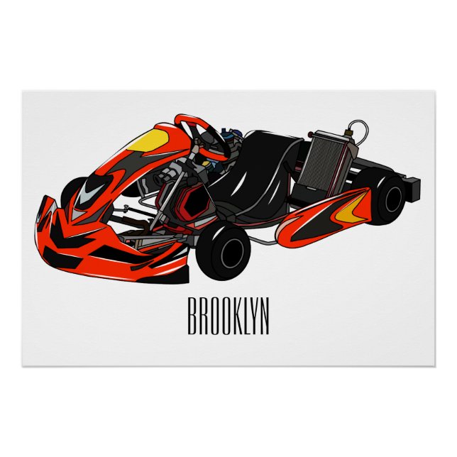 Kart racing cartoon illustration poster (Front)