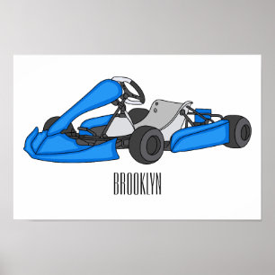 Kart racing cartoon illustration  poster
