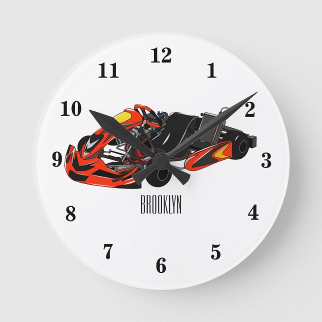 Kart racing cartoon illustration round clock (Front)
