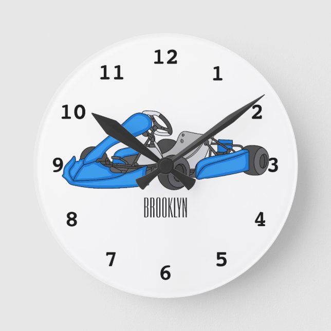 Kart racing cartoon illustration round clock (Front)