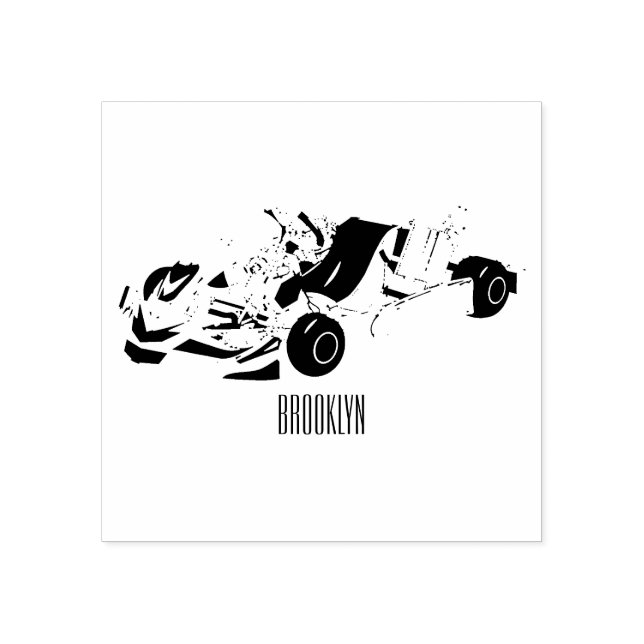 Kart racing cartoon illustration rubber stamp (Imprint)